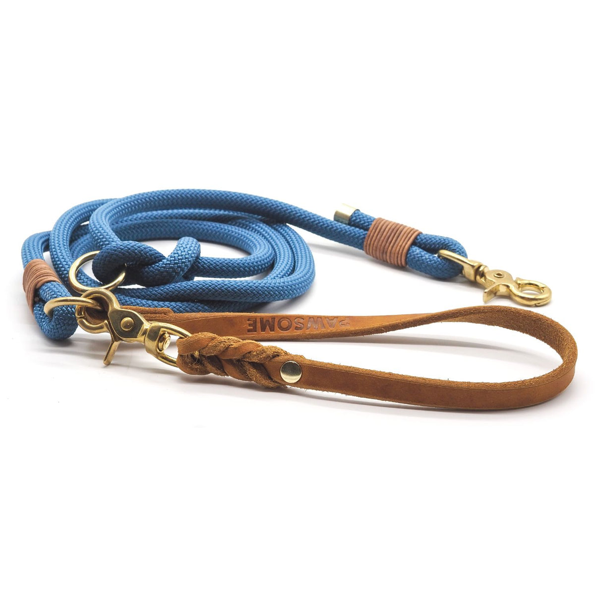 Tauleine 'Dusty Blue' aus Kletterseil, handgefertigt, robust und in Größen mit Verstellbereich, individuell auf Anfrage – Pawsome Hundezubehör aus der Wiener Manufaktur