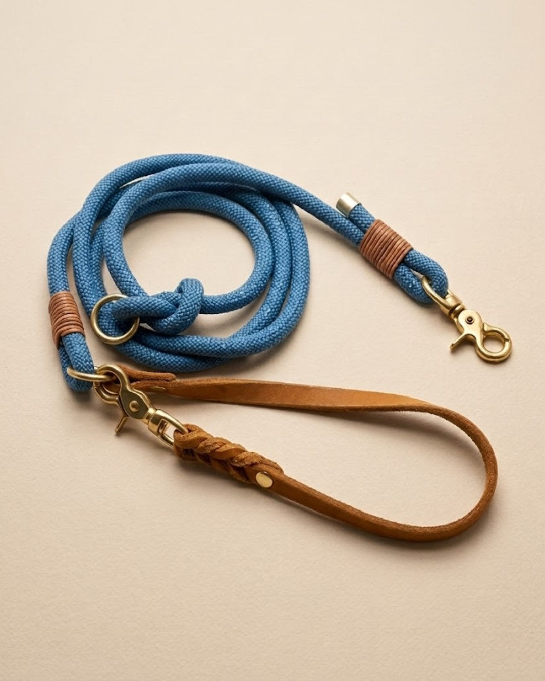 B-Ware Tauleine 'Dusty Blue' zum Sonderpreis aus Kletterseil, robust und in Größen mit Verstellbereich, individuell auf Anfrage – Pawsome Hundezubehör aus der Wiener Manufaktur