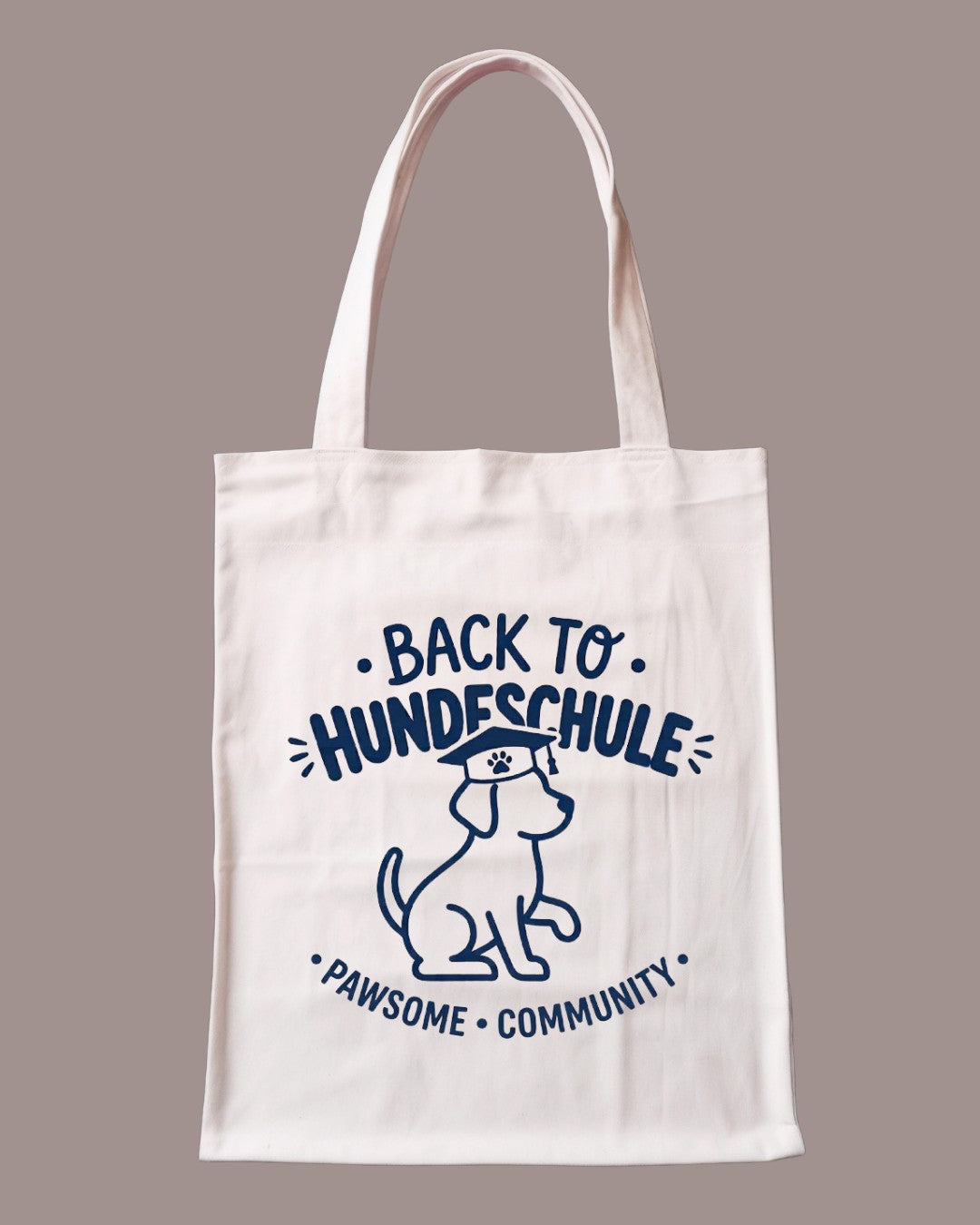 Gratis ab 109 €: Tote Bag 'Back to Hundeschule', bedruckt in Wien – Pawsome Hundezubehör