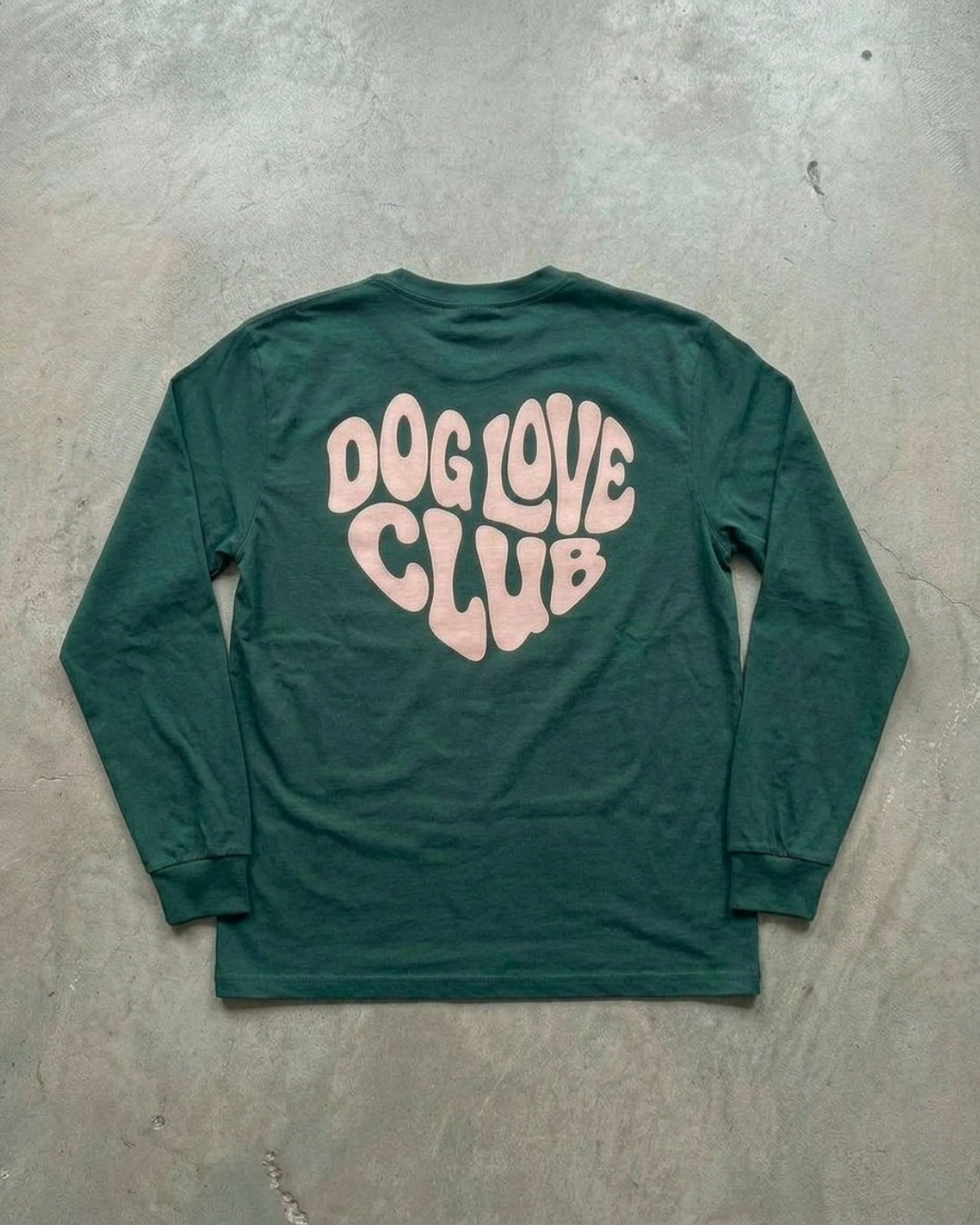 Organic Longsleeve 'DOG LOVE CLUB' | Bottle Green