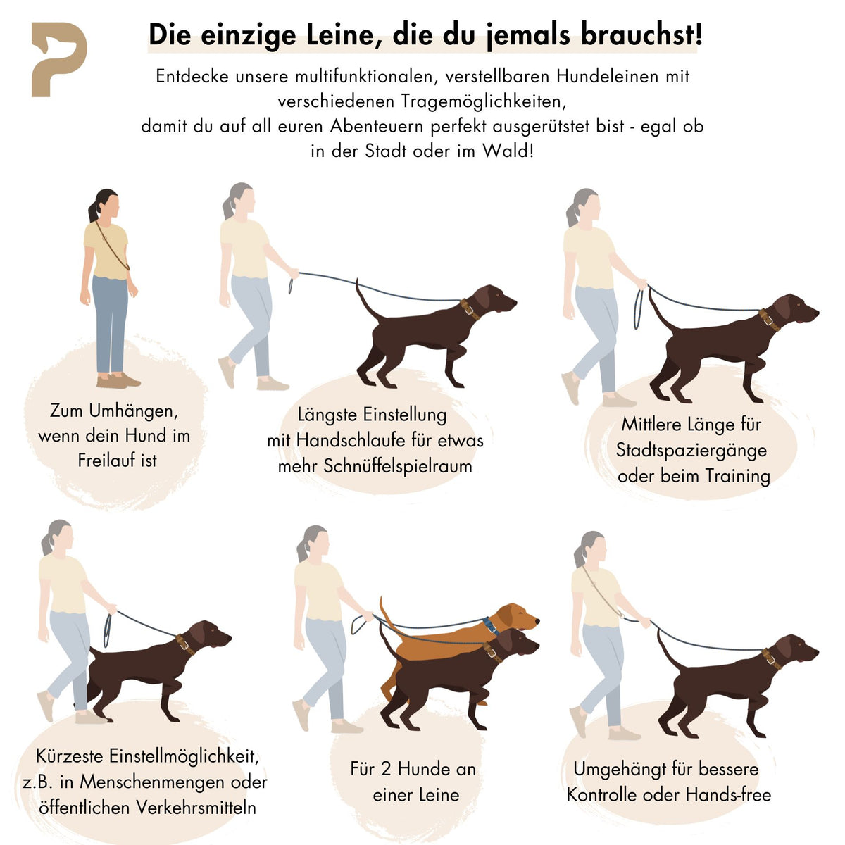 Tauleine 'Honey' aus Kletterseil, handgefertigt: Individuell gefertigte Tauleine für kleine und große Hunde – Pawsome Hundezubehör