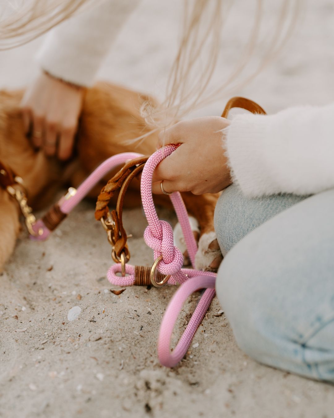 B-Ware Tauleine 'Rosy' zum Sonderpreis: Robuste Hundeleine aus Kletterseil für jedes Wetter – Pawsome Hundezubehör