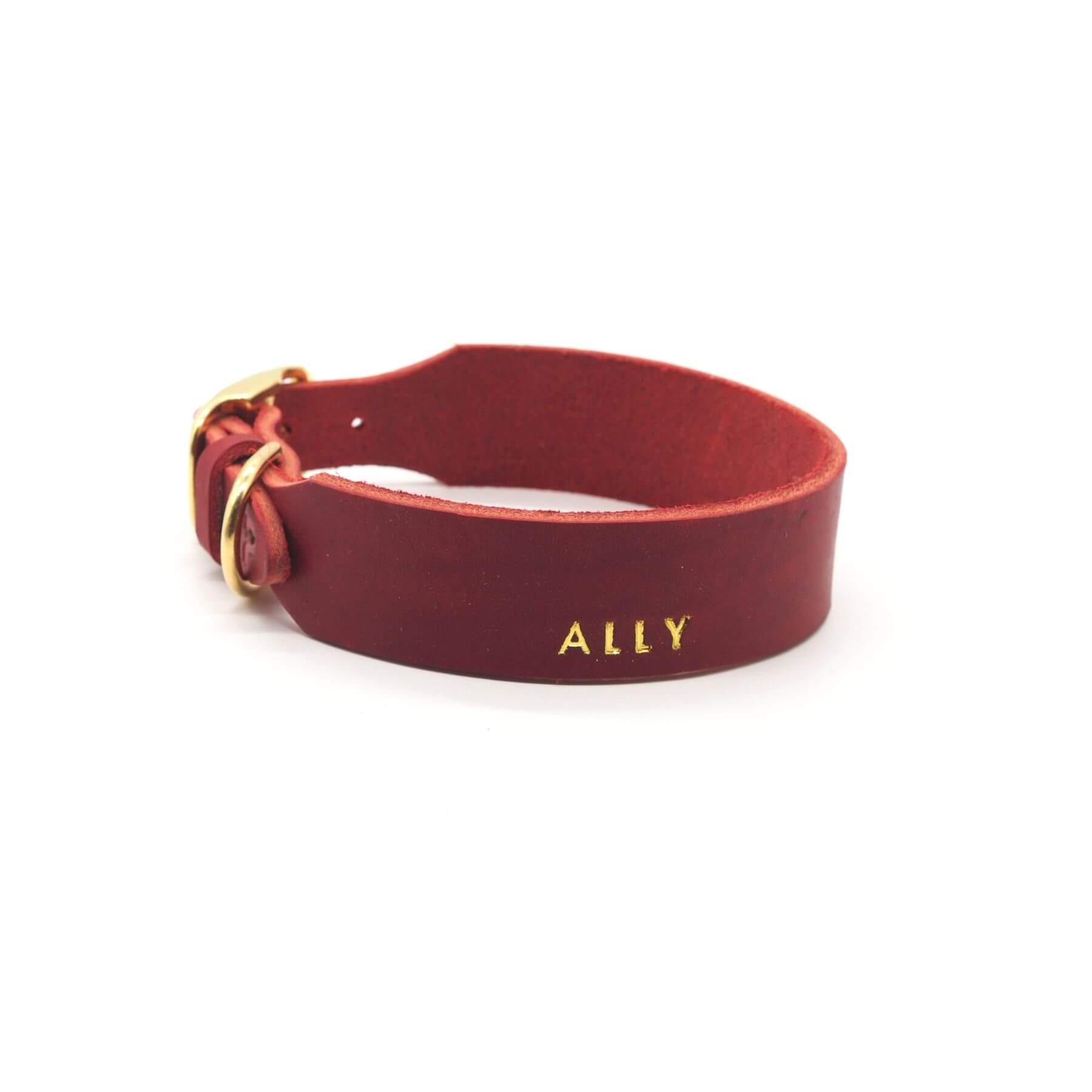 Personalisierbares Lederhalsband  mit Name | Chili
