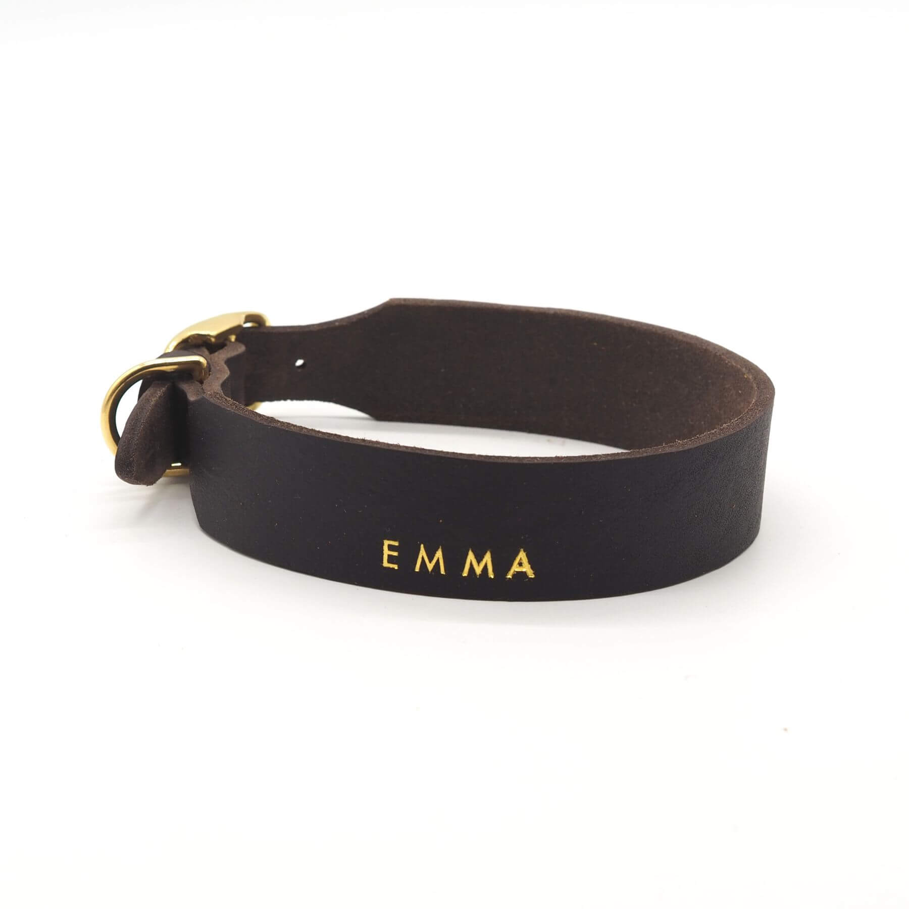 Personalisierbares Lederhalsband  mit Name | Kastanie